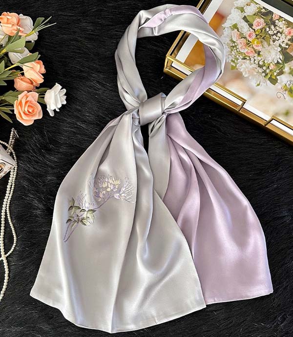 手工刺绣丝绸围巾